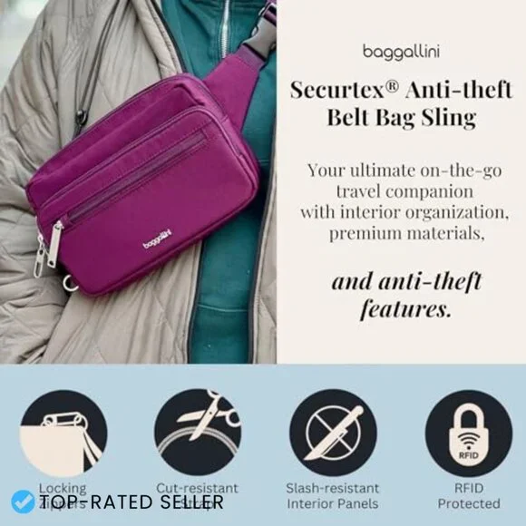 Anti-Theft Crossbody Fanny Pack RFID Locking Zipper Travel Purse Secure